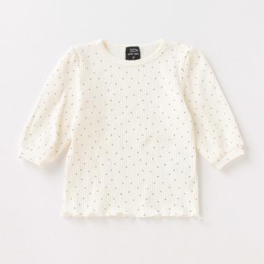 オーガニックコットン 総柄8分袖Tシャツ