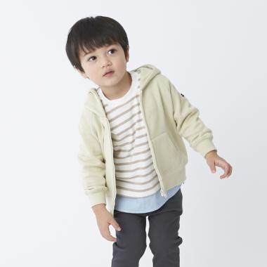 オーガニックコットン 裏毛 シンプルジップ式パーカー