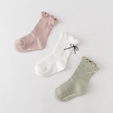 細リボンメロウクルーソックス3Pセット