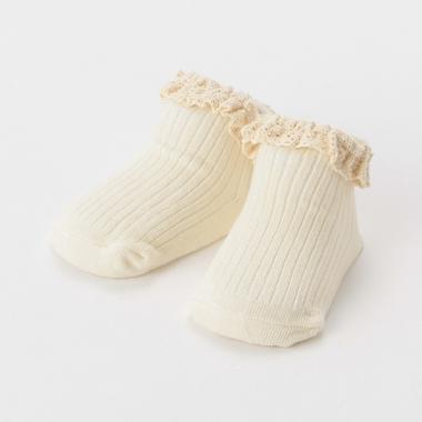 コットンレースリブカップソックス