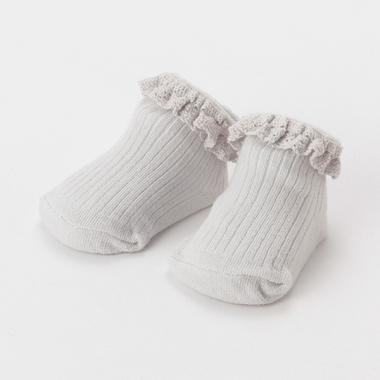 コットンレースリブカップソックス