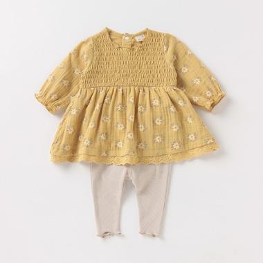 花柄ワンピースつきロンパース×レギンスセット