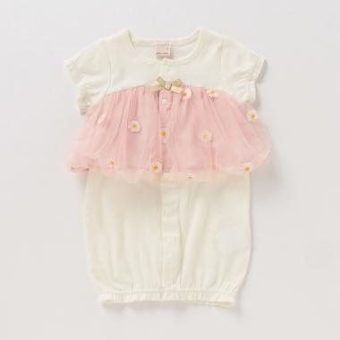 オーガニックコットン デイジー刺しゅうチュール切り替え2WAYオール