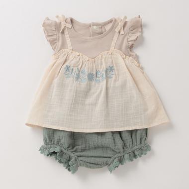 花刺繍キャミドッキングセットアッフ゜