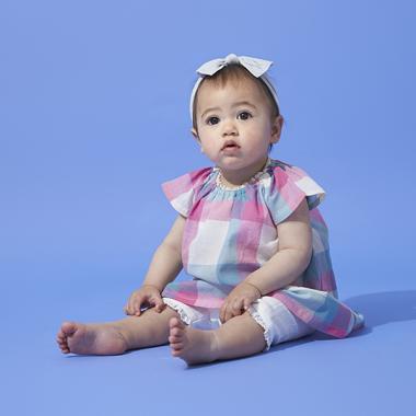 マドラスチェックワンピロンパース