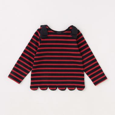 スカラップボーダー長袖Tシャツ