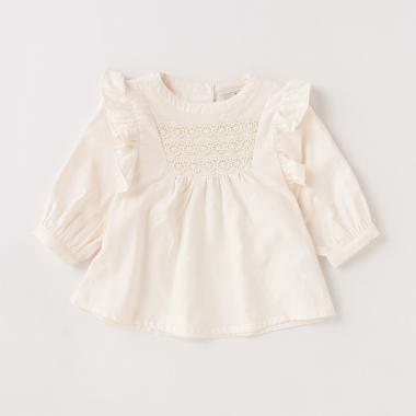 【リンク】肩フリル8分袖ブラウス(キッズサイズ)