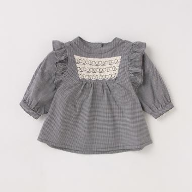 【リンク】肩フリル8分袖ブラウス(キッズサイズ)