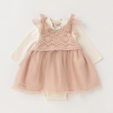 レース切り替えチュールワンピースセットアップ