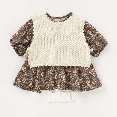 ベストつきワンピースロンパース