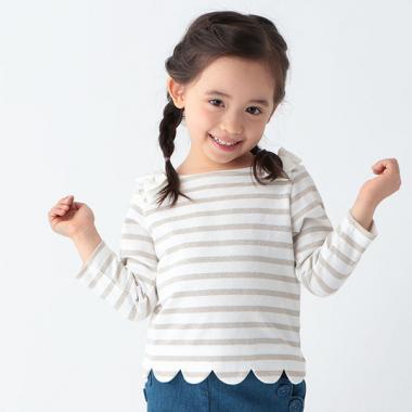 【リンク】スカラップボーダー長袖T(キッズサイズ)