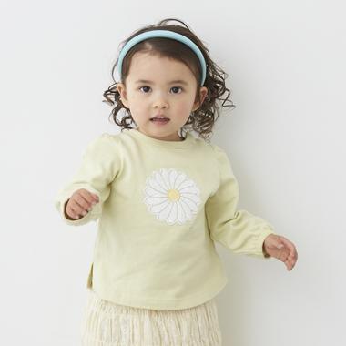 マーガレットアップリケ長袖Tシャツ