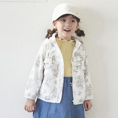 【撥水加工】花柄ウィンブレ