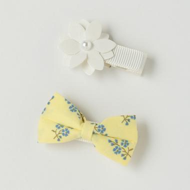 お花リボンヘアクリップセット