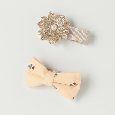 お花リボンヘアクリップセット