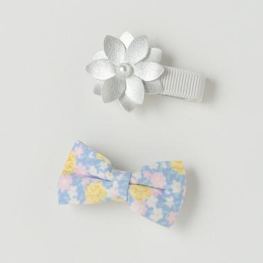 お花リボンヘアクリップセット