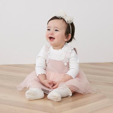 肩レースOPロンパースセット