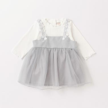 肩レースOPロンパースセット