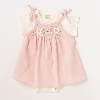 【リンク】クロシェ切替ワンピセット(ベビーサイズ)