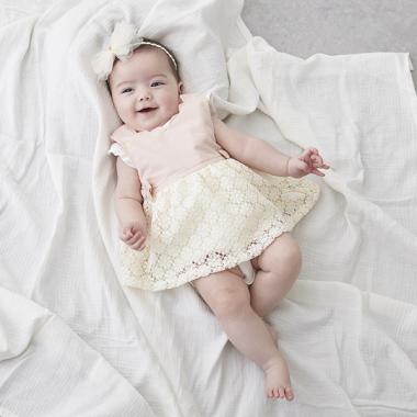 スカラップレースワンピース×ロンパースセット