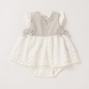 スカラップレースワンピース×ロンパースセット