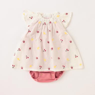 フルーツ刺しゅうOPロンパース