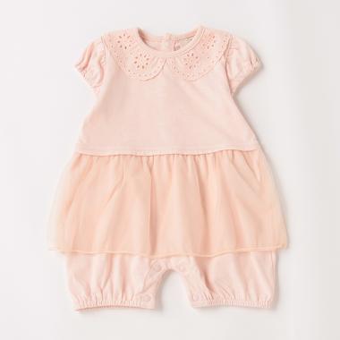 レース衿チュール切替カバーオール