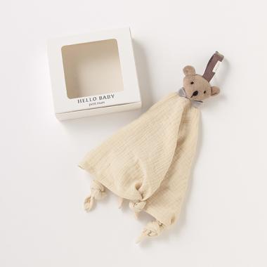 マスコットつきおしゃぶりタオル