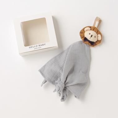 マスコットつきおしゃぶりタオル