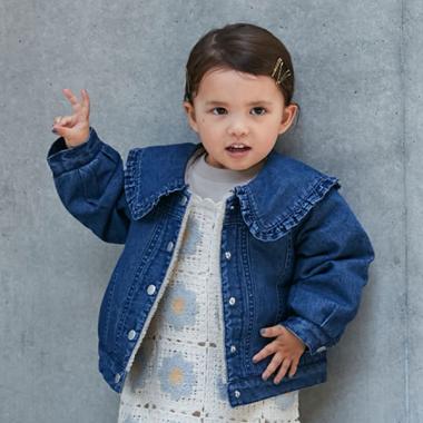 【リンク】フリルカラーデニムジャケット(キッズサイズ)