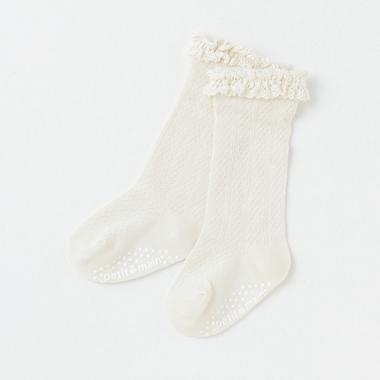 フロート綿レースハイソックス