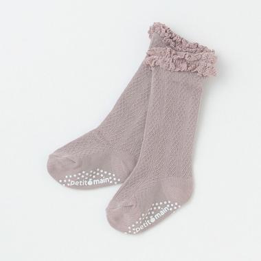 フロート綿レースハイソックス