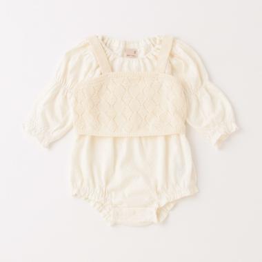 ニットビスチェロンパースセット