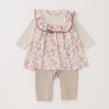 【弱酸性/リンク】花柄カバーオール