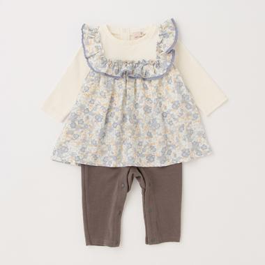 【弱酸性/リンク】花柄カバーオール