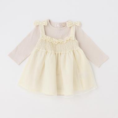 肩リボンチュールワンピセット