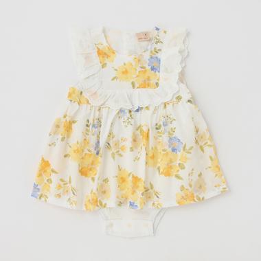 【リンク】スクエアレース花ロンパース(ベビーサイズ)