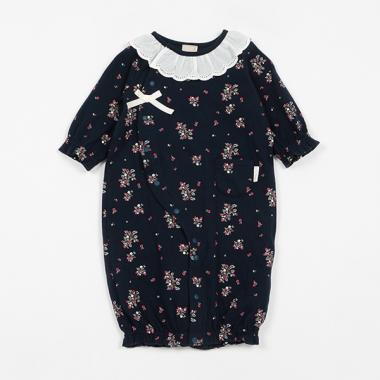 【弱酸性】イチゴ花柄2WAYオール