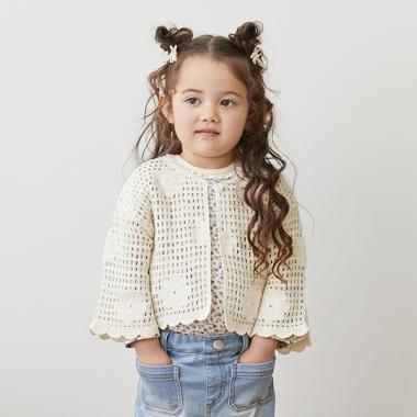 【リンク】花モチーフクロシェカーデ(キッズ)