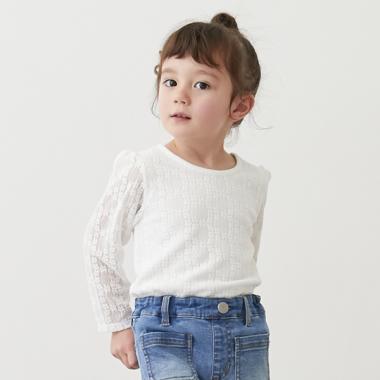 フラワーレース長袖Tシャツ