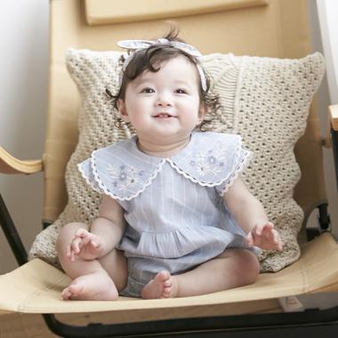 衿刺しゅうロンパース