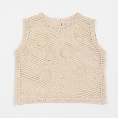 花モチーフメッシュタンク