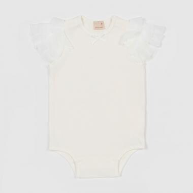 袖チュールロンパース