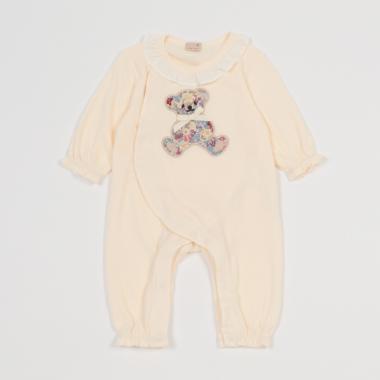 【弱酸性】花柄アップリケカバーオール