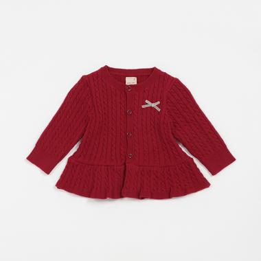 ケーブルペプラムカーディガン