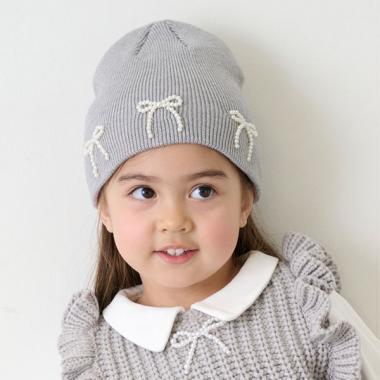 パールリボンつきニットキャップ