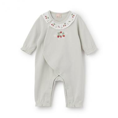 【弱酸性】イチゴ刺しゅうカバーオール