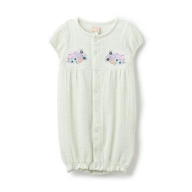 【お肌にやさしい】刺しゅうガーゼ2WAYオール