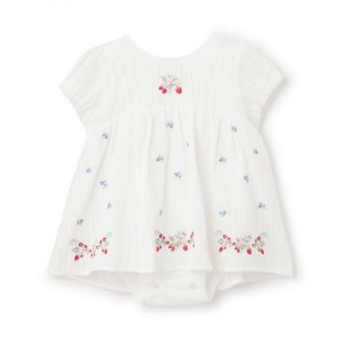 【リンク】イチゴ刺しゅうロンパース