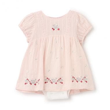 【リンク】イチゴ刺しゅうロンパース